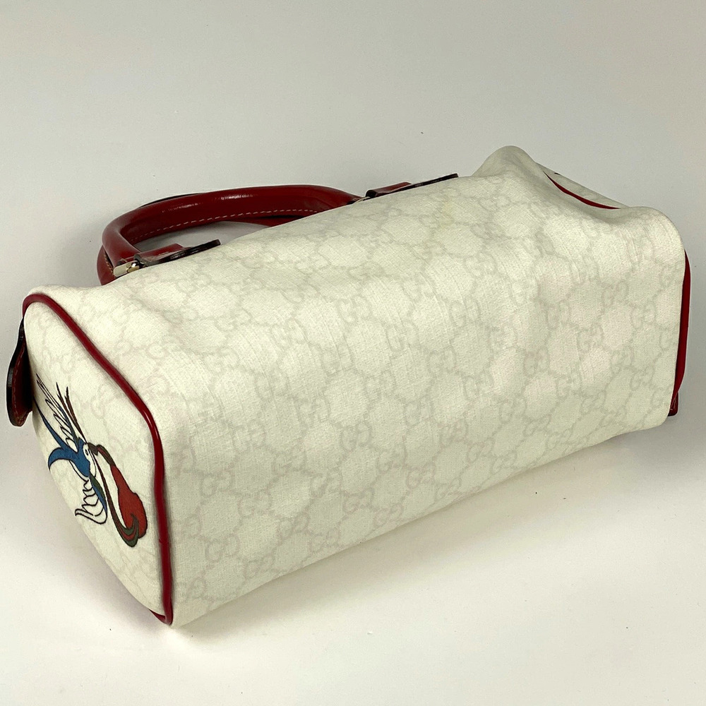 Gucci Canvas Boston Heart GG Red UNICEF Collection White Tattoo Handbag